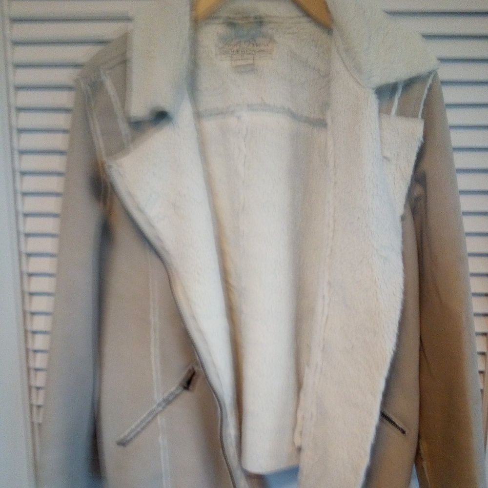 Lucky Brand Faux Suede Shearling Moto Jacket M